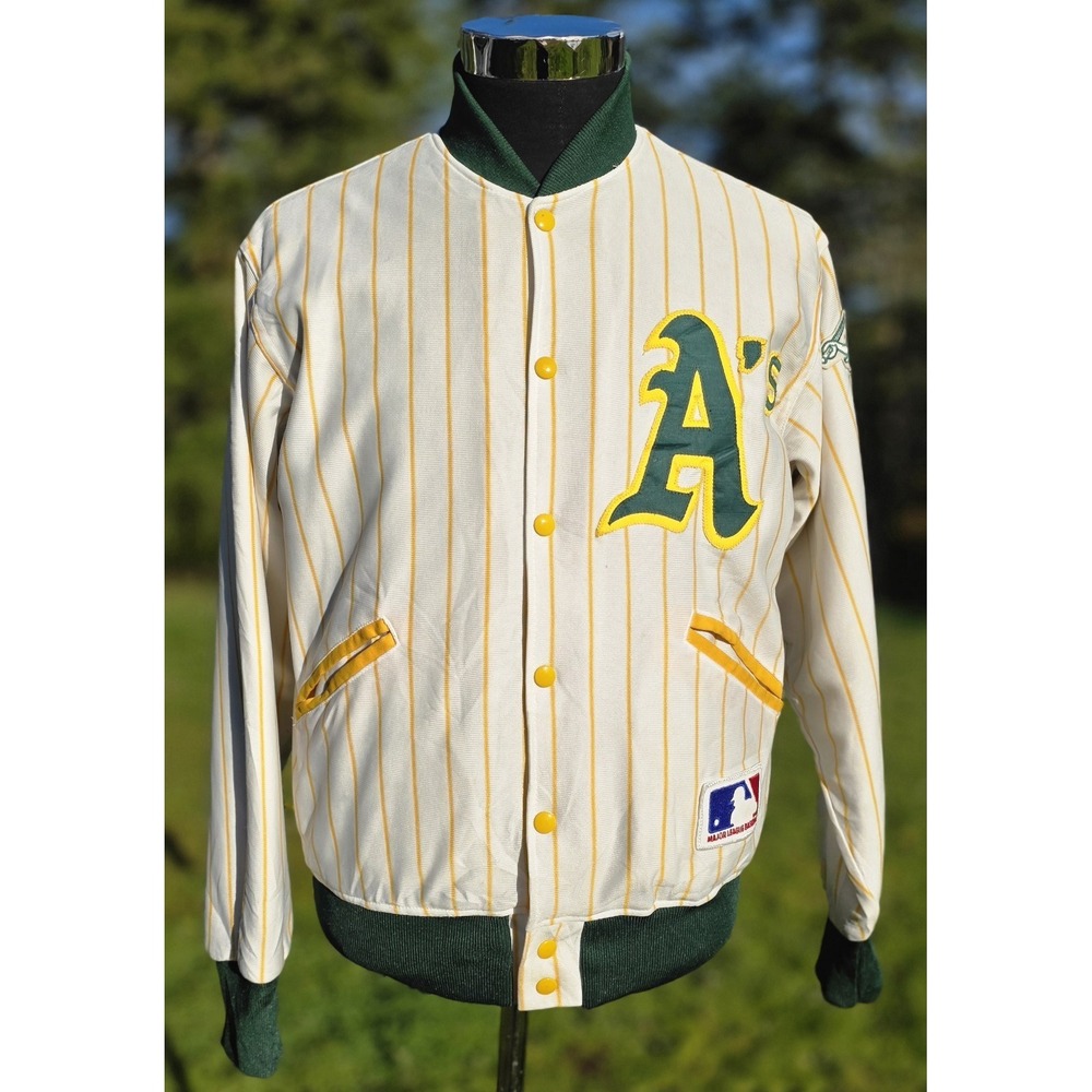 Vintage 80s OAKLAND A's Felco Jacket Pinstripe Original Bomber Coat USA Mens M